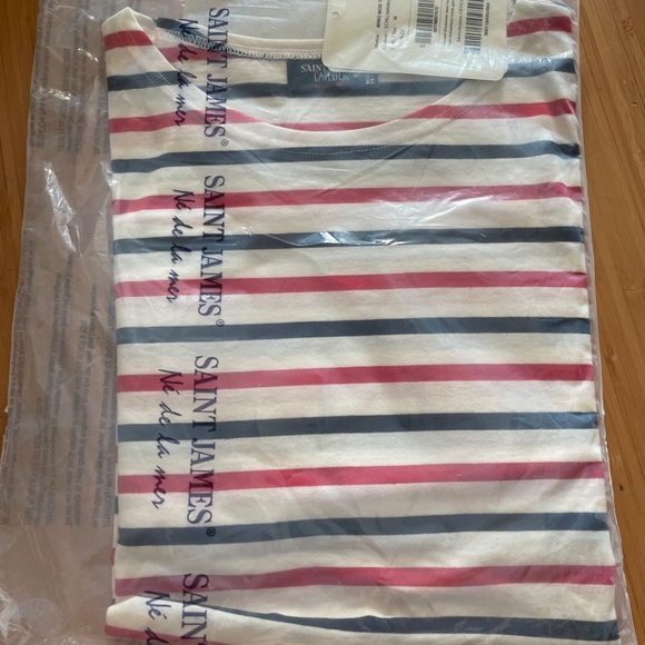 Saint James Tops - Saint James Ecru, Marin, and Tulip Striped Top